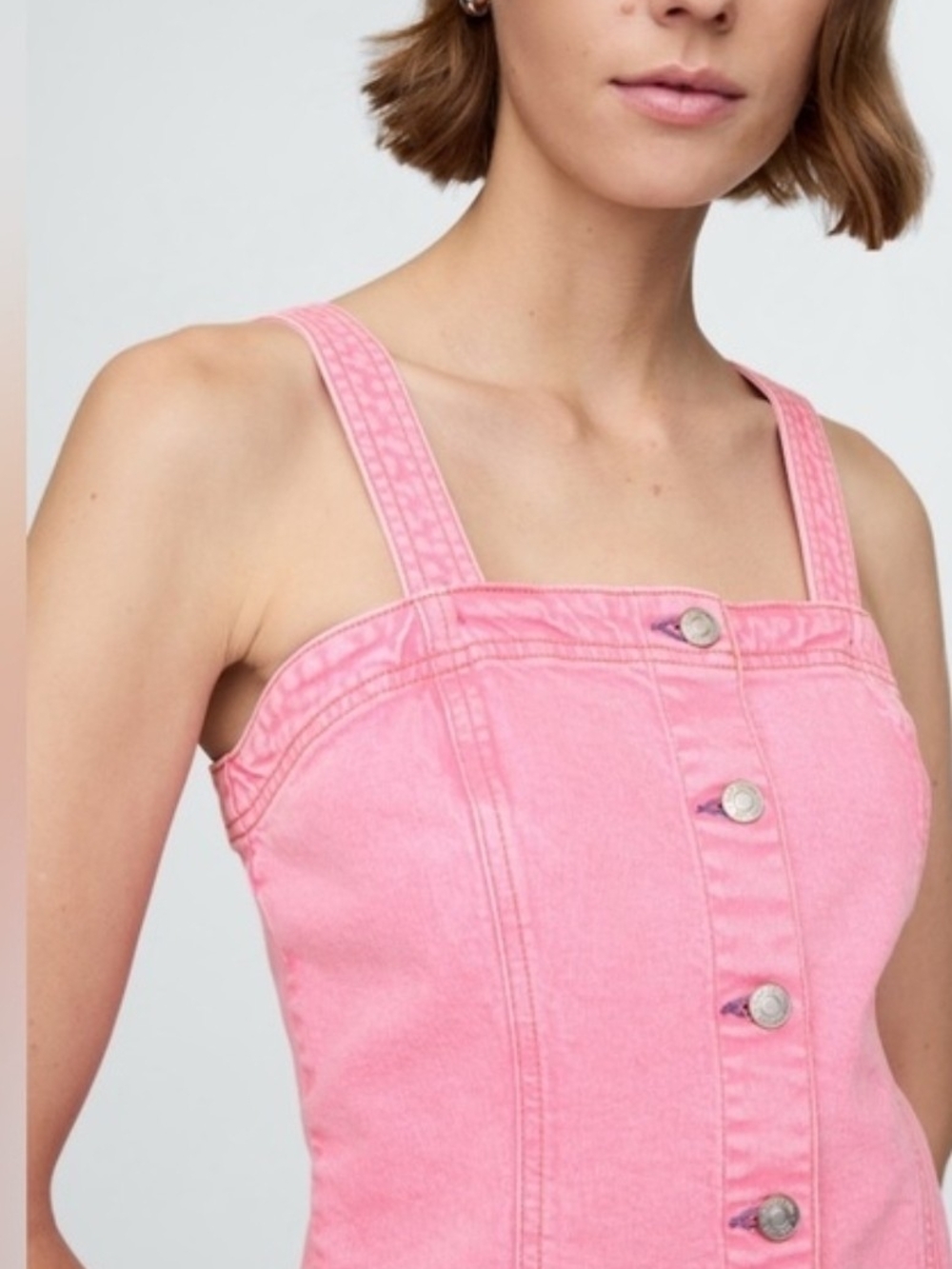 🌸💕 GAP Hot Pink Button-Front Mini Dress M - Picture 4 of 6